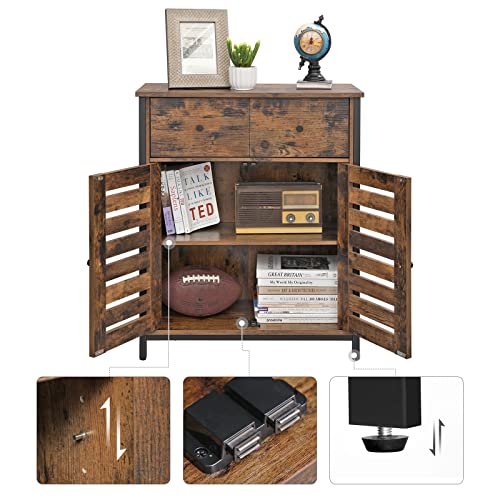 Етажен шкаф, шкаф за съхранение с 1 чекмедже и рафт, шкаф за съхранение за кухня, дневна, коридор, домашен офис, спалня, рустик кафяв, VASAGLE