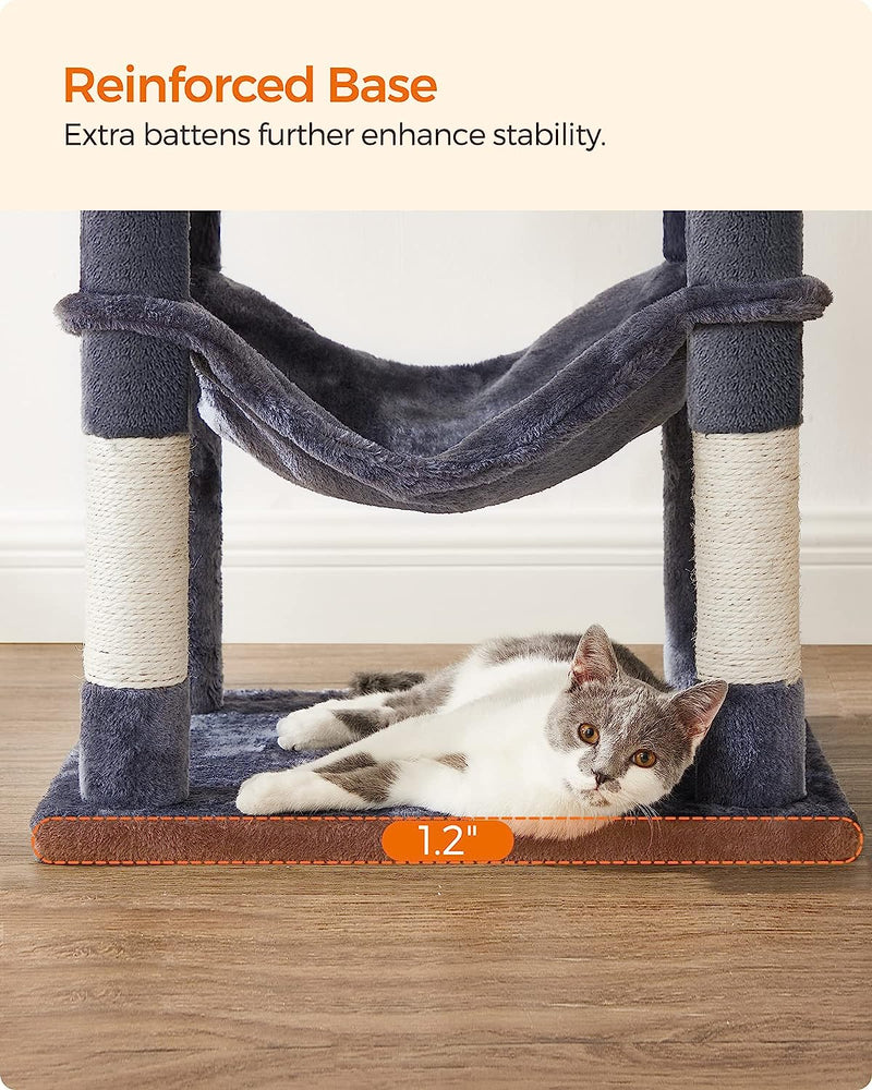 Игрален комплект за котки с хамак, 143 см Feandrea сив