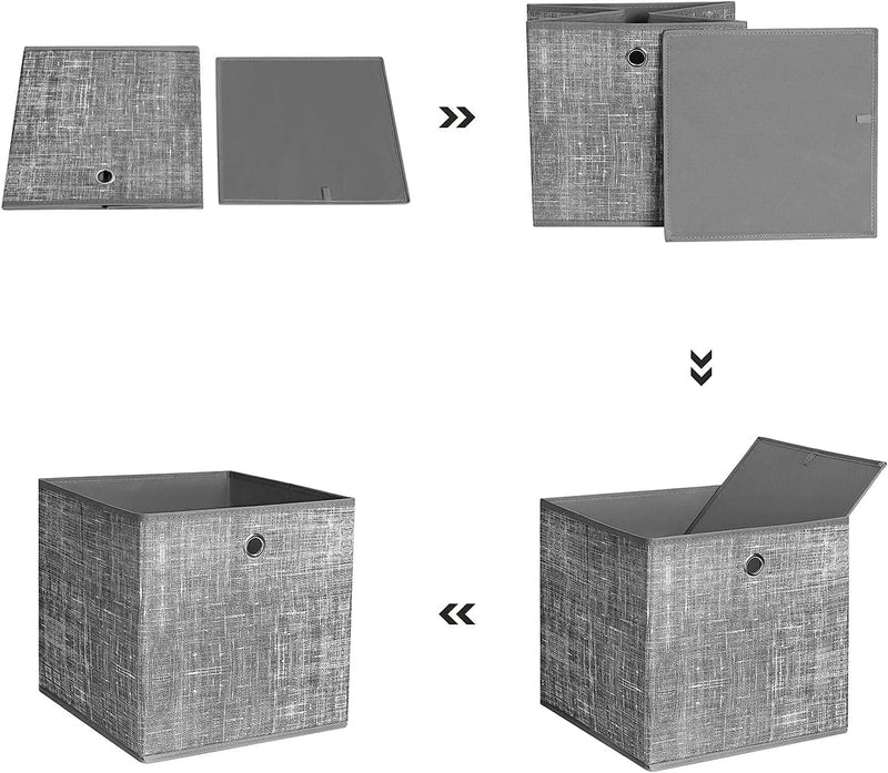 Комплект сиви текстилни кутии за съхранение 6 части 30 x 30 x 30 см