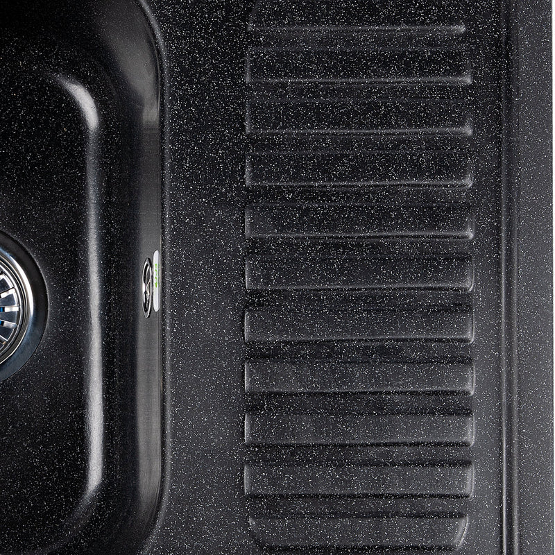 Кухненска правоъгълна мивка Ecostone 640х490мм, композитен материал, черна