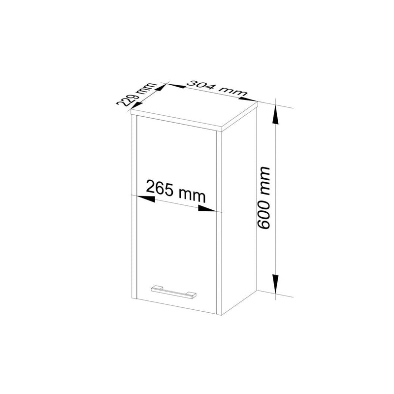 Окачен шкаф за баня Fin с 1 врата 30 x 60 x 22.5 см, венге