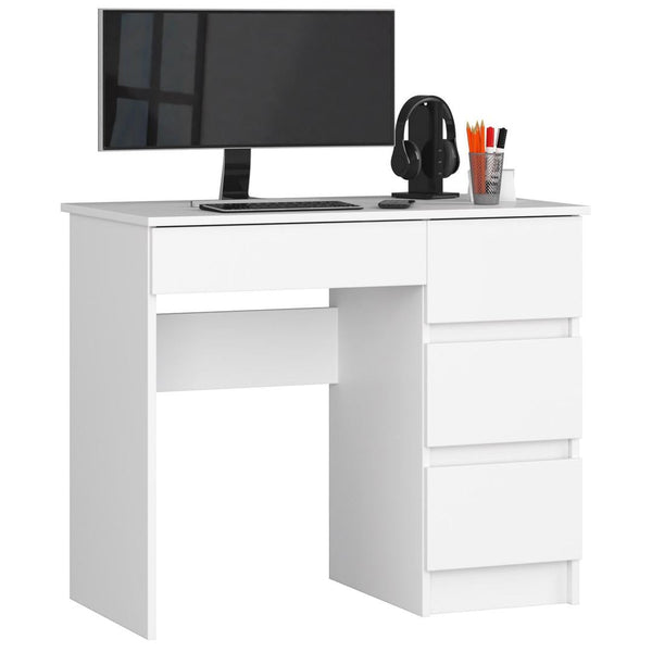 Компютърно бюро, дясно, с 4 чекмеджета 90 x 77 x 50 см бяло