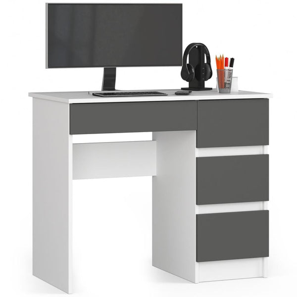 Компютърно бюро, дясно, с 4 чекмеджета 90 x 77 x 50 см бяло, антрацит