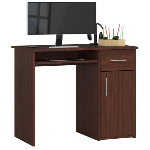 Компютърно бюро с 1 врата и 1 чекмедже 90 x 74 x 50 см венге