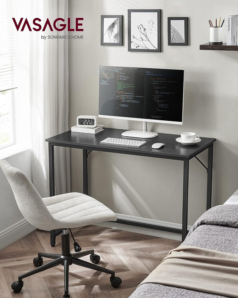 Малко компютърно бюро, за спалня, учене, метална рамка, индустриален дизайн, черен, 50 x 100 x 75 см, Vasagle