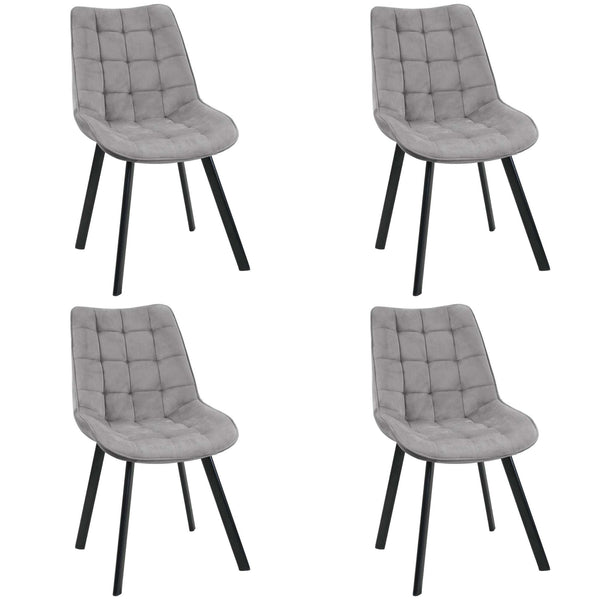 Комплект 4 тапицирани стола 90.5 x 50 x 43 см сив