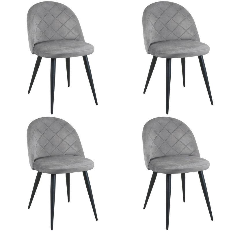 Комплект 4 тапицирани стола 77 x 46 x 43 см сив