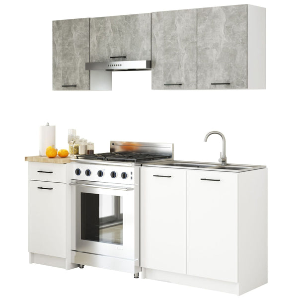 Комплект кухненски мебели Oliwia 1.8м сив - бял, 203 x 180 x 46 см