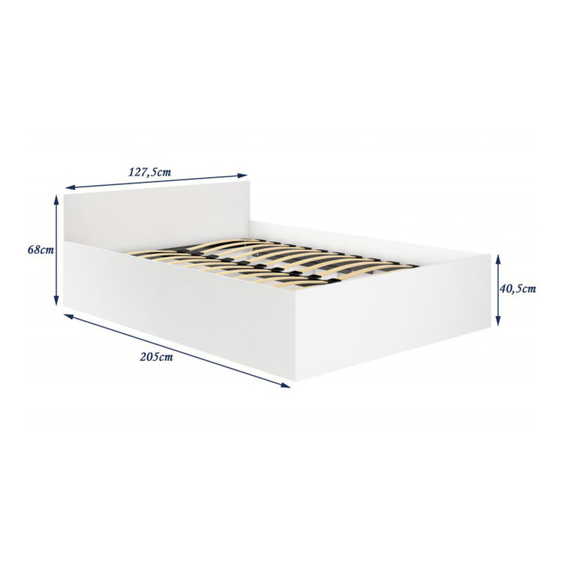 Двойно легло с хидравлична система и матрак с място за съхранение 120 x 200 см бяло