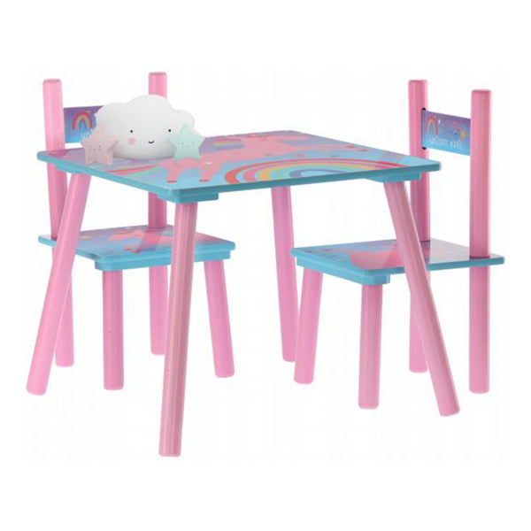 Комплект маса и 2 стола модел еднорог за деца