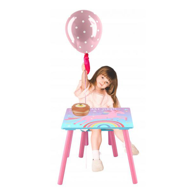 Комплект маса и 2 стола модел еднорог за деца