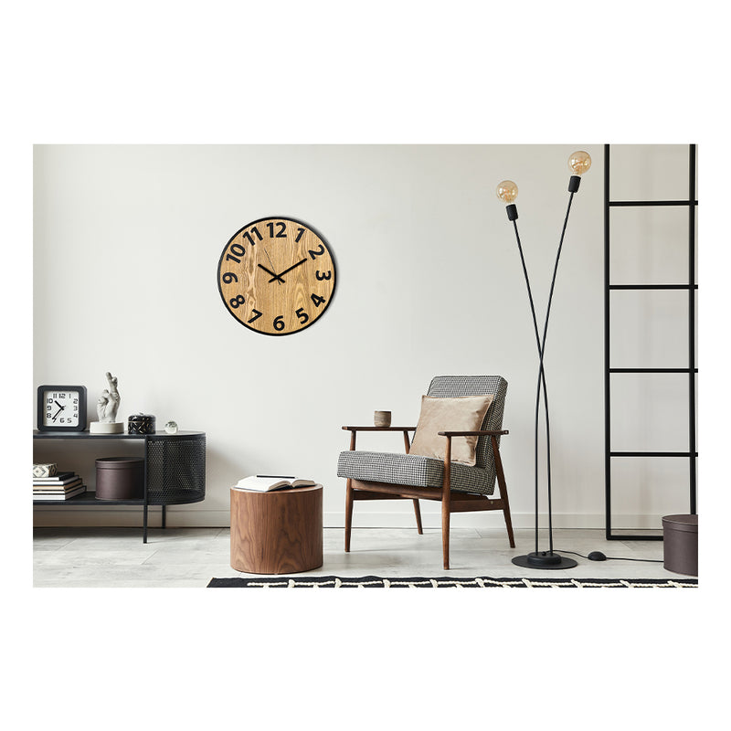 Стенен часовник Abbas дърво/черен метал 50 см