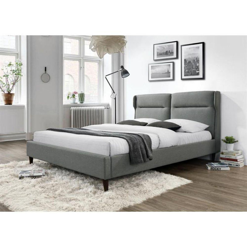 Спално легло Santino, тапицирано с плат, сиво 167 х 222 х 109 см