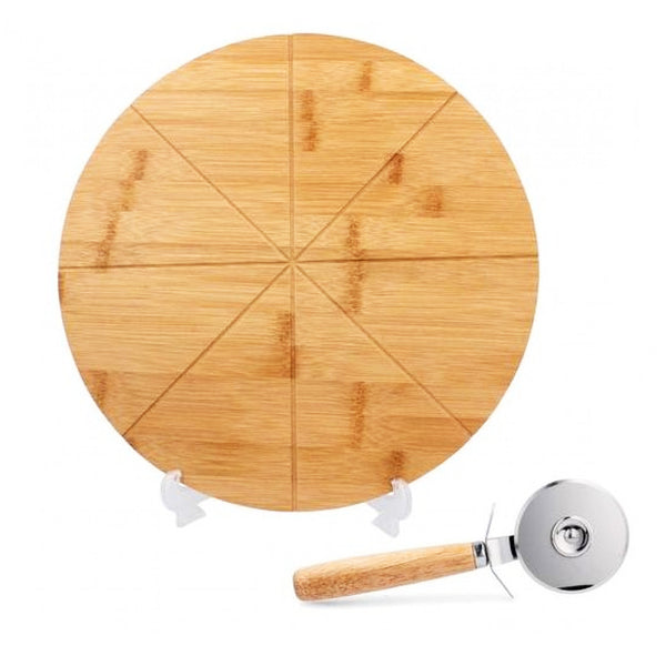 Дървена дъска и резачка за пица 33 х 1.5 см