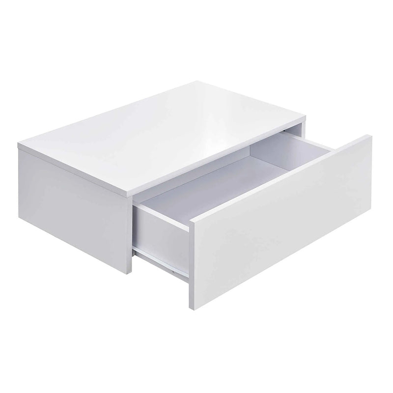 Нощно шкафче за стена - лъскаво бяло - модел 1 - 46 x 30 x 15 см