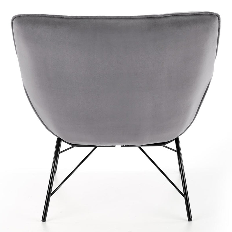 Тапициран фотьойл с плат - Belton Velvet сив 74 x 73 x 78 см