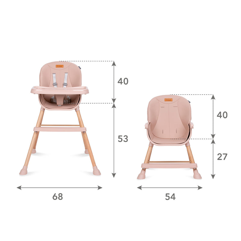 Детско столче за маса 4 в 1 - Eatan Wood розово