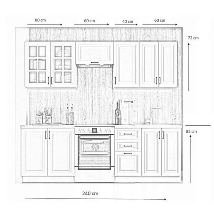 Комплект кухненски мебели ELIZABETH бял 2.4 м