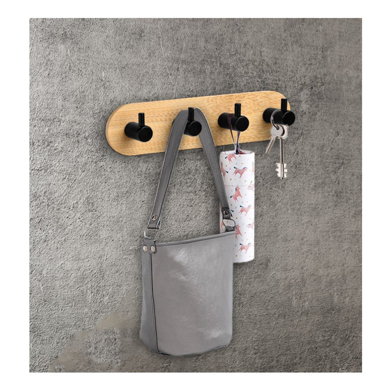 Стенна закачалка за кърпи - ключове - Kendar дърво/черна 18 x 4.5 x 3 см