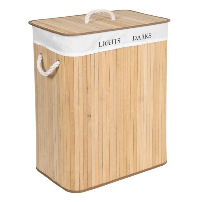 Кош за пране правоъгълен, от натурален бамбук