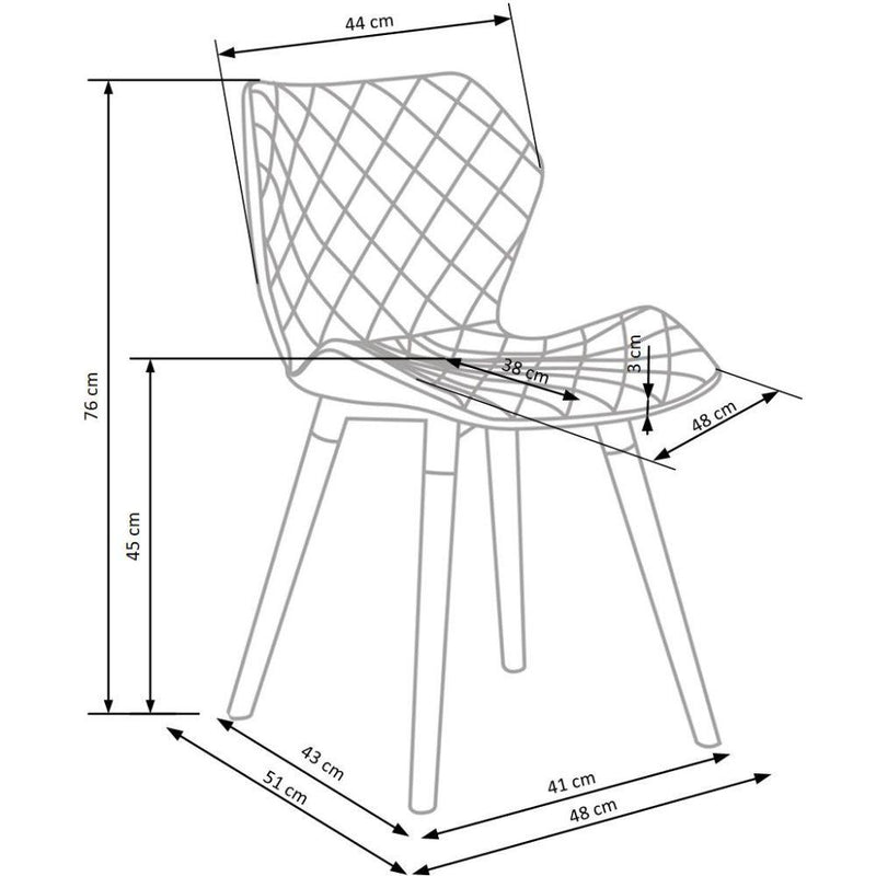 Тапициран стол К-277 сив/бял 48 х 51 х 76 х 45 см