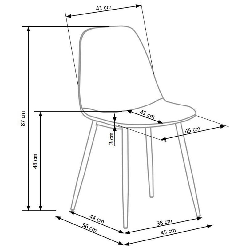Тапициран стол  K-316 сив/дъб мед 44 X 56 X 87 X 48см