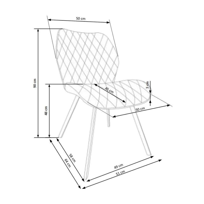 Тапициран стол К-360 сив/черен 51 х 64 х 90 х 48 см
