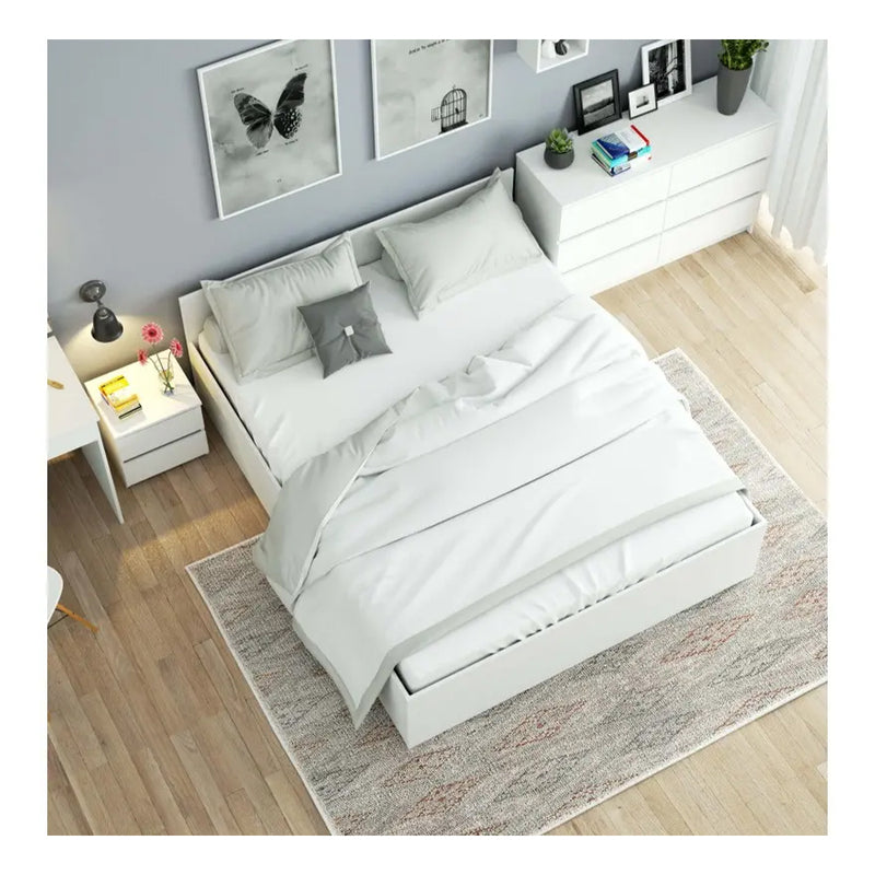 Спално легло с хидравлична система и място за съхранение 160х200 см, бял