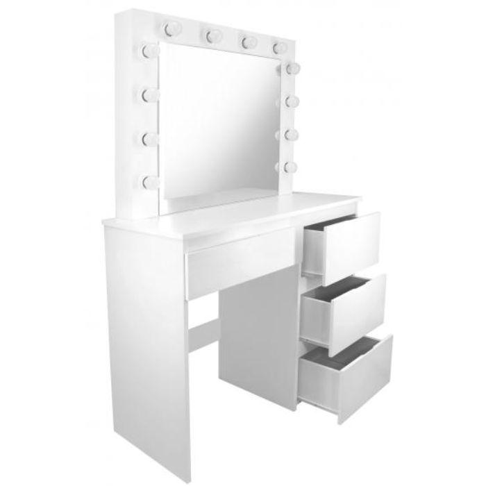 Комплект тоалетка c огледалo и чекмеджета LED 90x40x140
