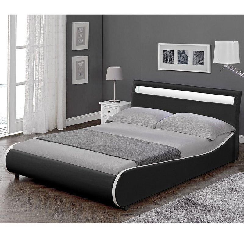 Рамка за спално легло VALENCIA SCHWARZ с LED RGB 180 X 200см, черна