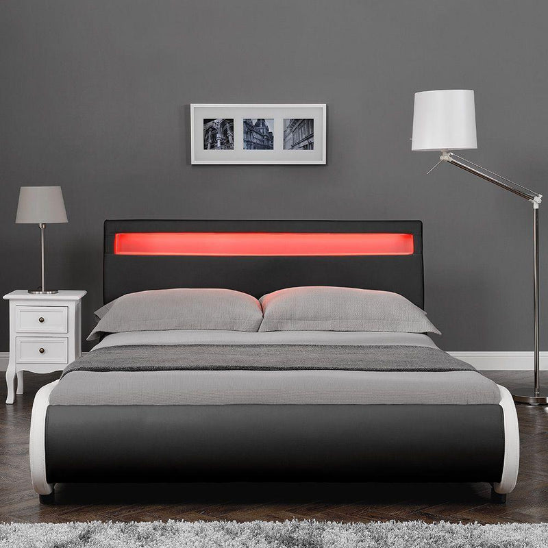 Рамка за спално легло VALENCIA SCHWARZ с LED RGB 180 X 200см, черна