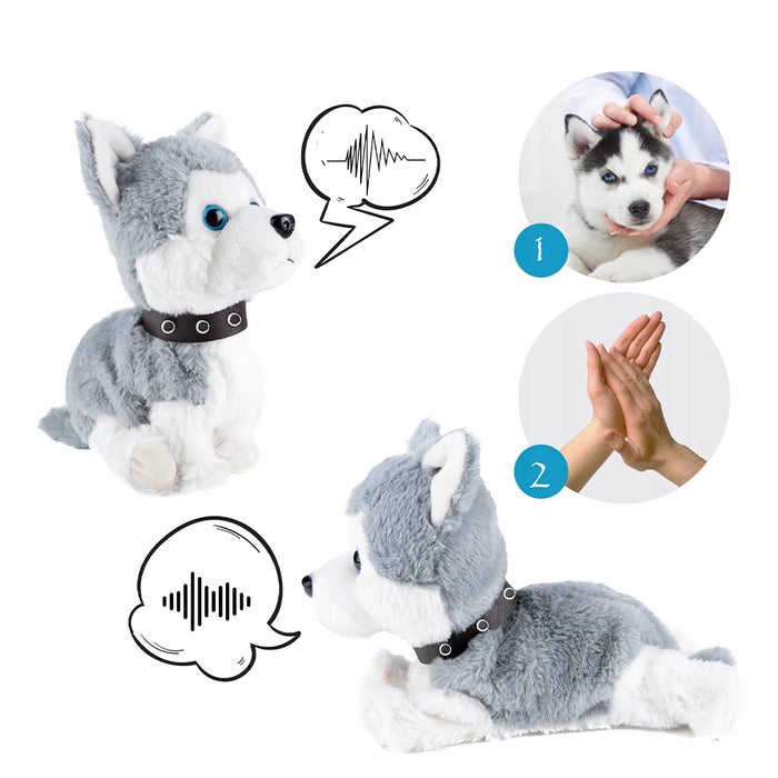 Плюшена играчка кученце, интерактивна при звуци и докосвания
