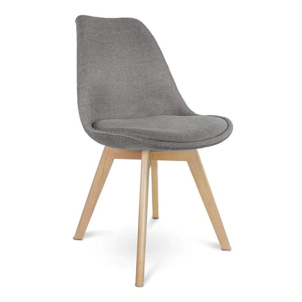 Тапициран стол в скандинавски стил bari сив плат/дърво 49 x 55 x 82 см