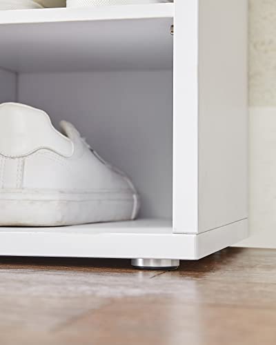 Пейка за обувки с възглавница и 15 отделения, стелаж за съхранение в коридора, издържа до 200 кг, сиво-бяла, VASAGLE