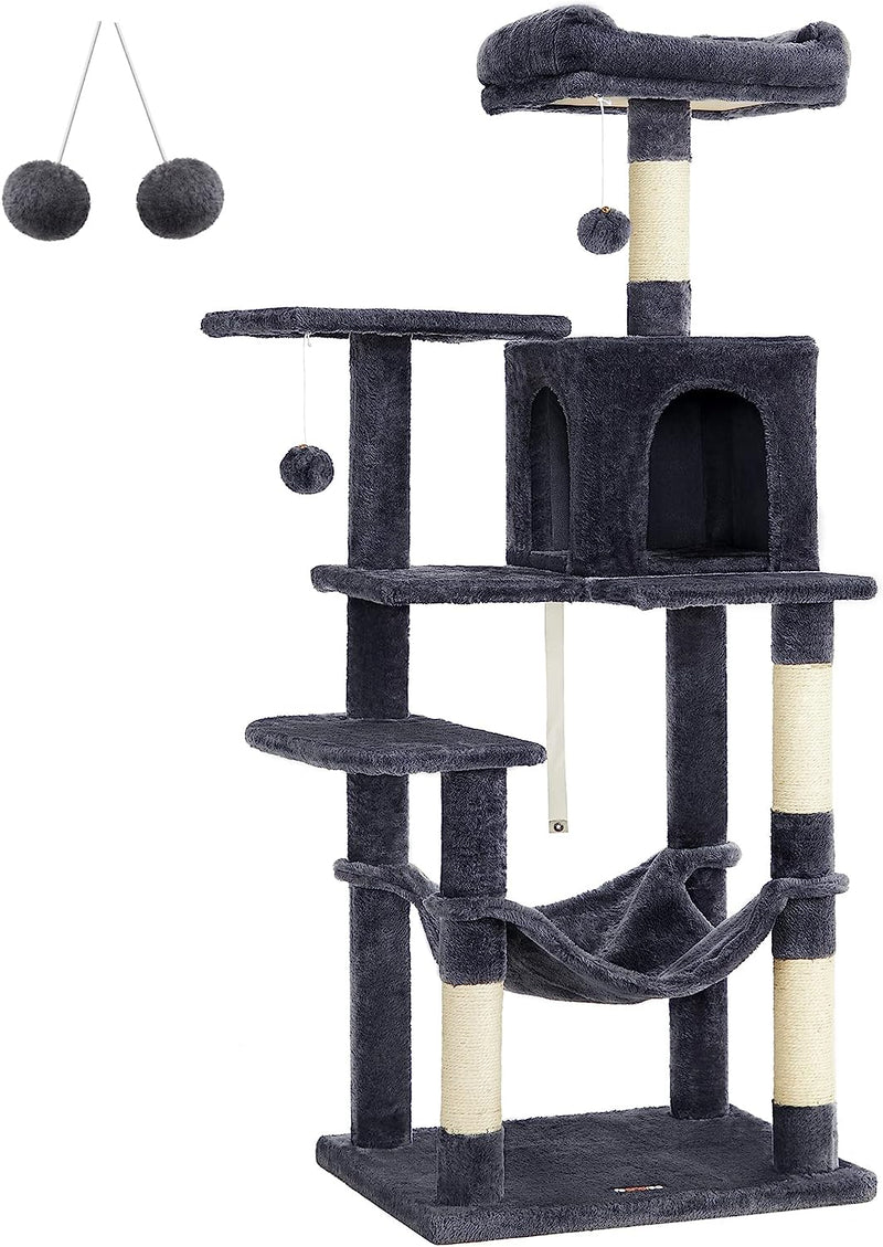 Игрален комплект за котки с хамак, 143 см Feandrea сив