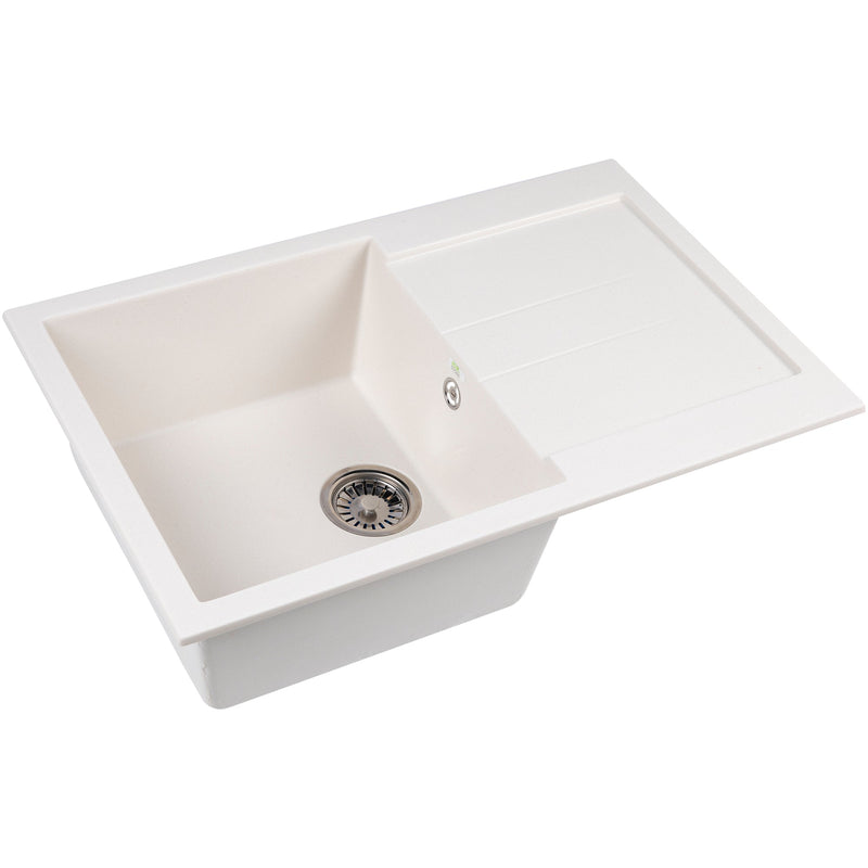 Кухненска правоъгълна мивка Ecostone 770х495мм, композитен материал, бяла