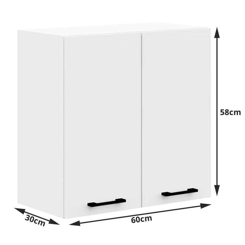 Кухненски шкаф Oliwia окачен, с 2 врати и 2 рафта 60 x 58 x 30 см бял