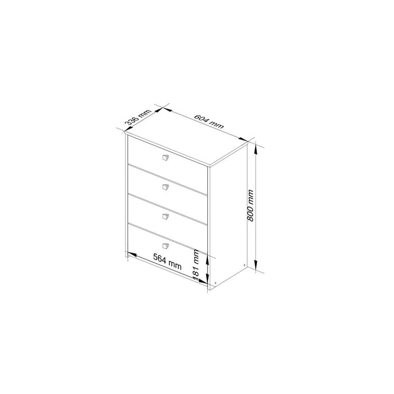 Шкаф за обувки с 4 чекмеджета 60 x 80 x 33 см елша