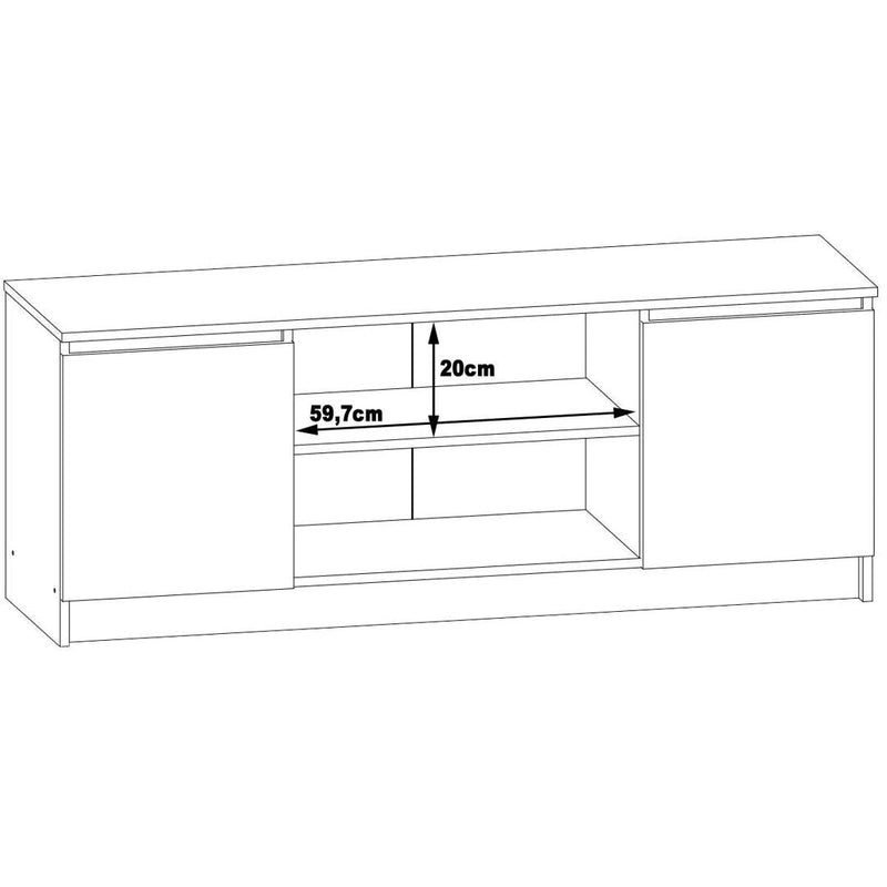 TV скрин с 2 врати и 2 рафта 140 x 55 x 40 см бял, черен