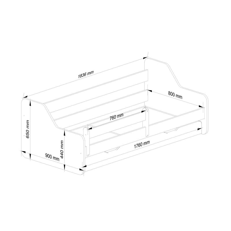 Детско легло Activ с матрак и чекмедже 90 x 65 x 184 см бяло