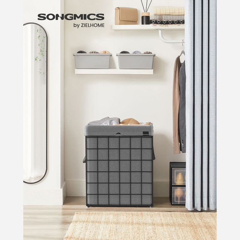 Правоъгълен кош за пране Songmics 58 x 48 x 33 см сив