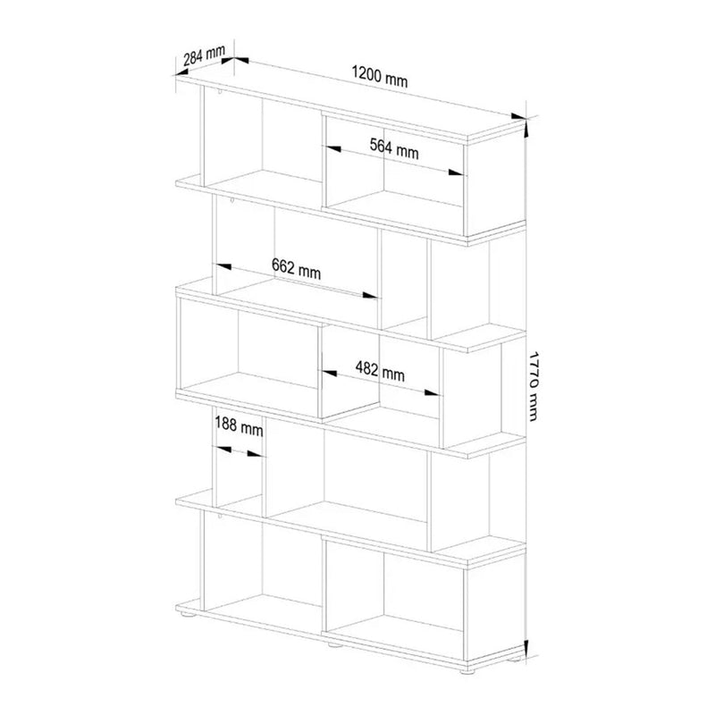 Библиотека Fix с рафтове 120 x 177 x 28.4 см сонома