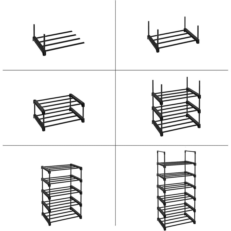 Мултифункционална стойка за обувки с 6 рафта, 45 x 30 х 106 см черна