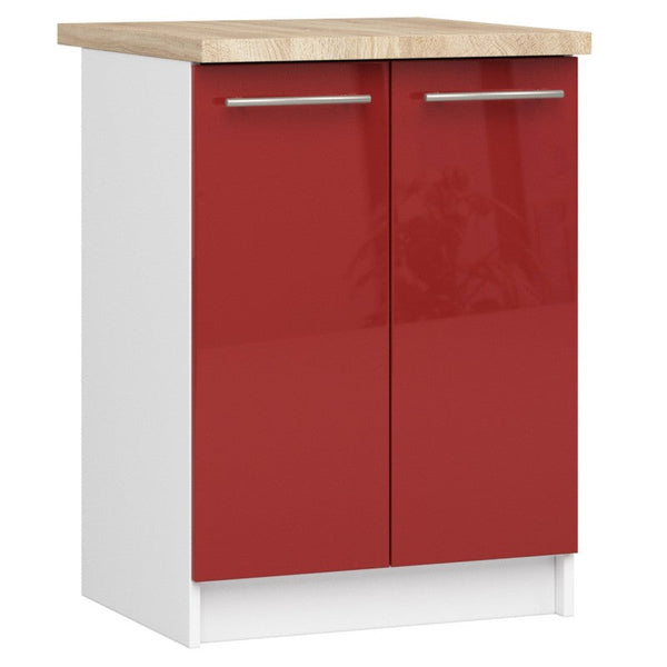 Кухненски шкаф Oliwia S60 бял - лъскаво червен, с 2 врати и 2 рафта