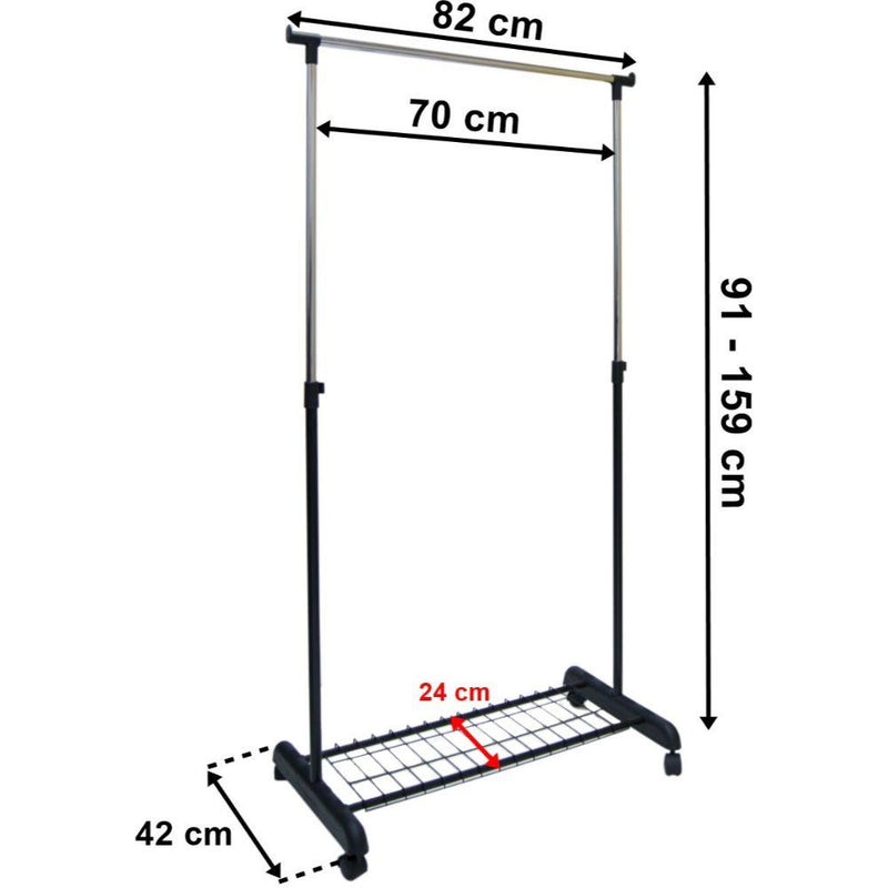 Подвижна метална стойка-закачалка за дрехи с регулируема височина IDA