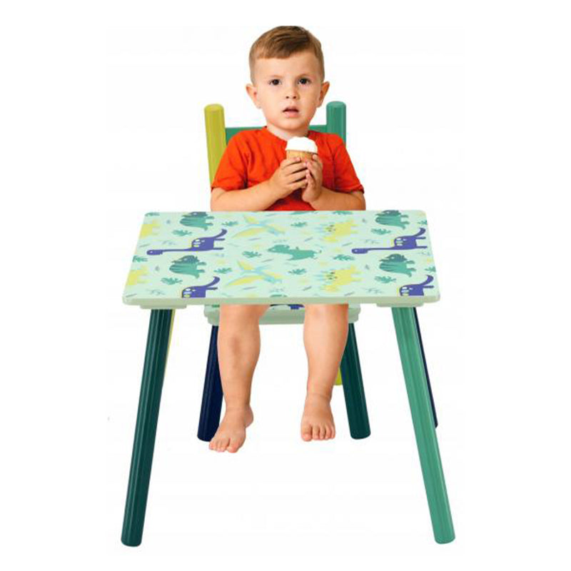 Комплект маса и 2 стола модел динозавър, за деца