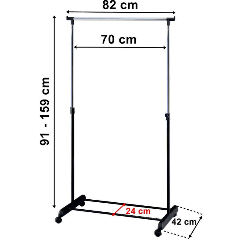 Подвижна метална стойка-закачалка за дрехи с регулируема височина 91-159 см IDA