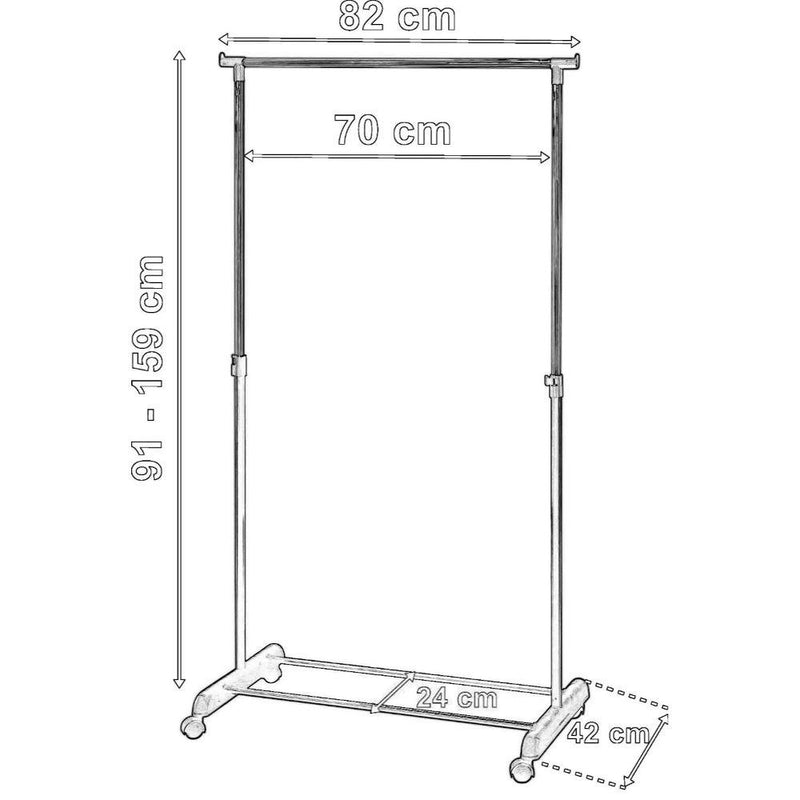 Подвижна метална стойка-закачалка за дрехи с регулируема височина, бяла IDA