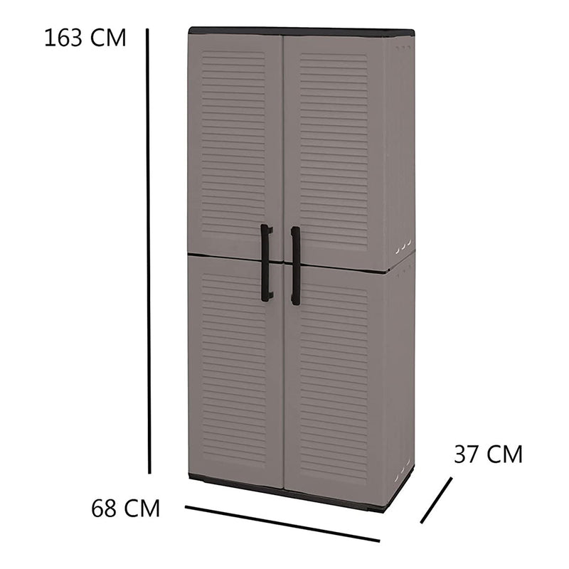 Пластмасов висок шкаф с 2 врати, стоманени панти и регулируеми рафтове Artplast 1630 x 680 x 370 E71/PS