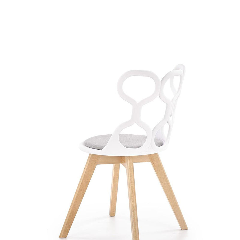 Тапициран стол К-308 бял/сив/дъб натур 43 х 50 х 80 х 45 см